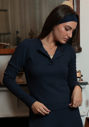 Blusa Manga Longa - Marinho