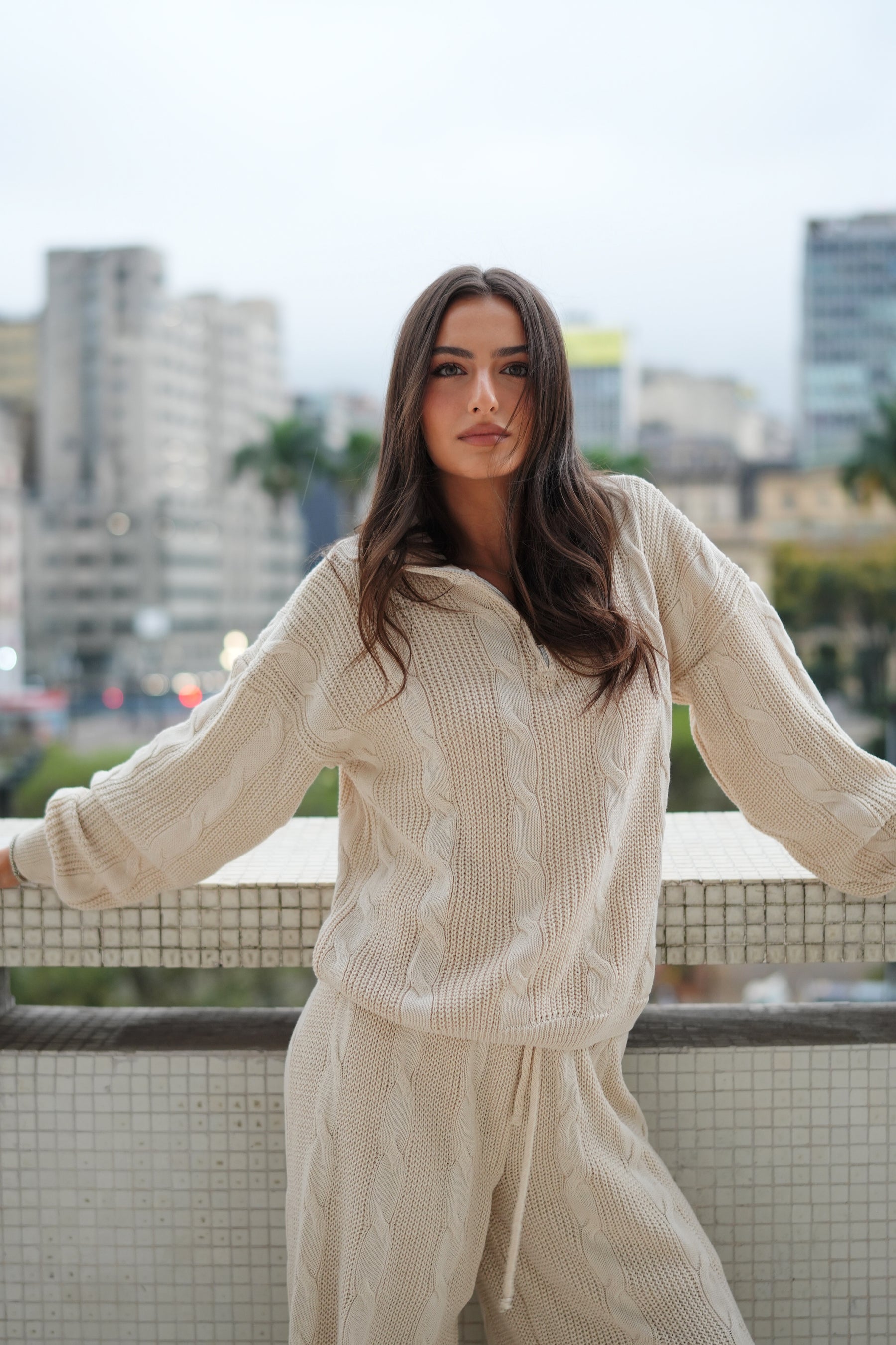 Conjunto Zip Up Areia